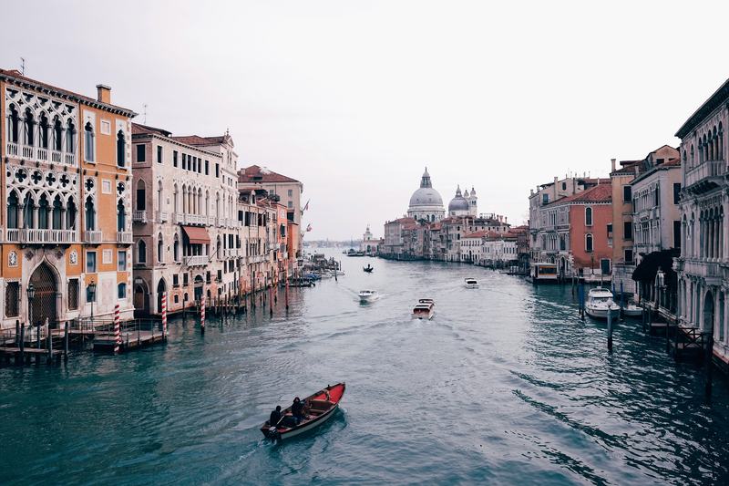The Grand Canal in Venice with boats and palazzi